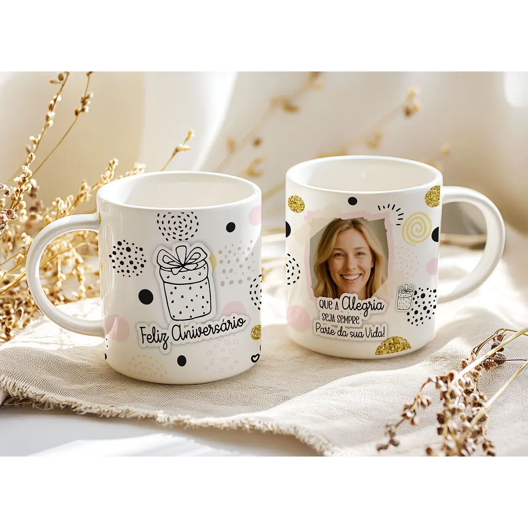 4 Artes para Caneca Feliz Aniversário Arquivo Editável   4