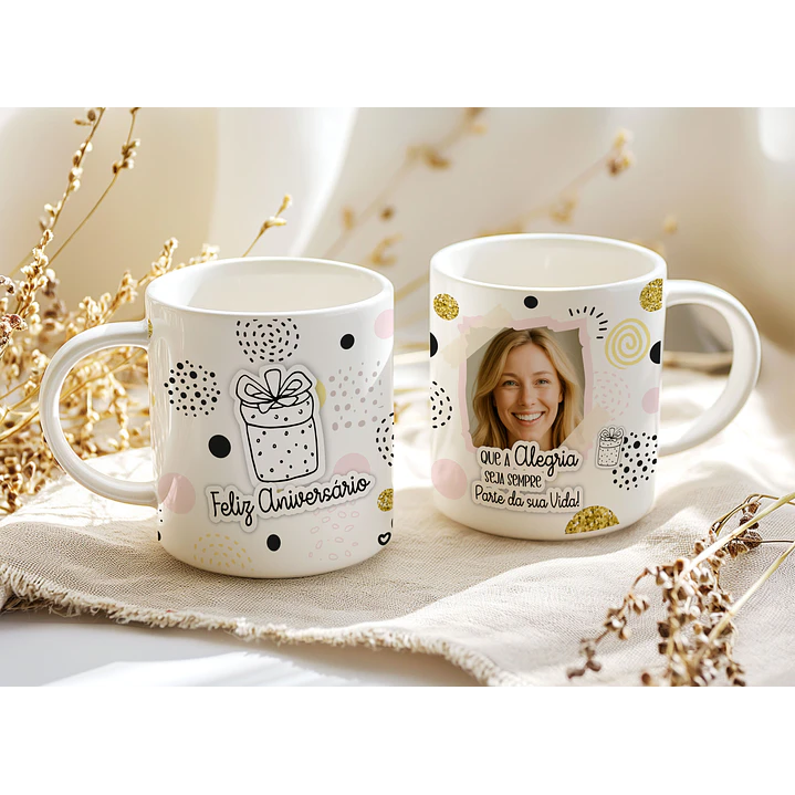 4 Artes para Caneca Feliz Aniversário Arquivo Editável   4