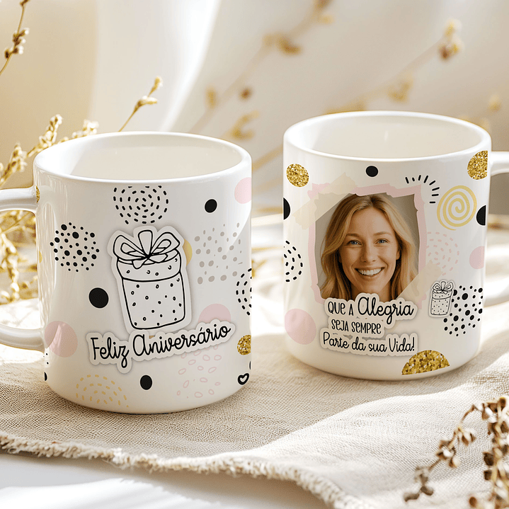 4 Artes para Caneca Feliz Aniversário Arquivo Editável   4