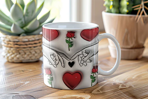 6 Arte para Caneca Dia dos Namorados Love Amor em 3d Arquivo em Jpg