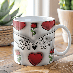 6 Arte para Caneca Dia dos Namorados Love Amor em 3d Arquivo em Jpg