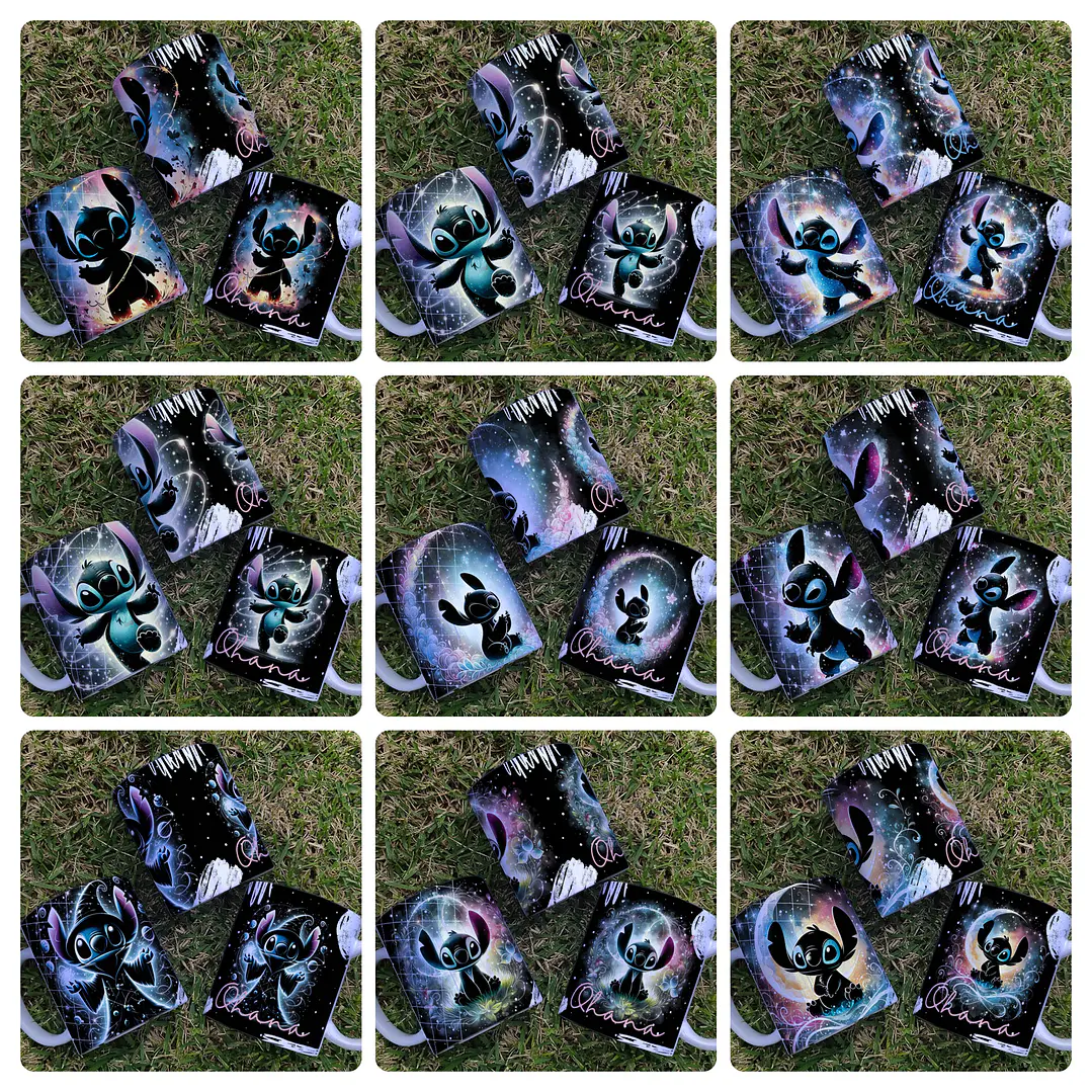 10 Artes para Caneca Stitch Black Arquivo Editável  1