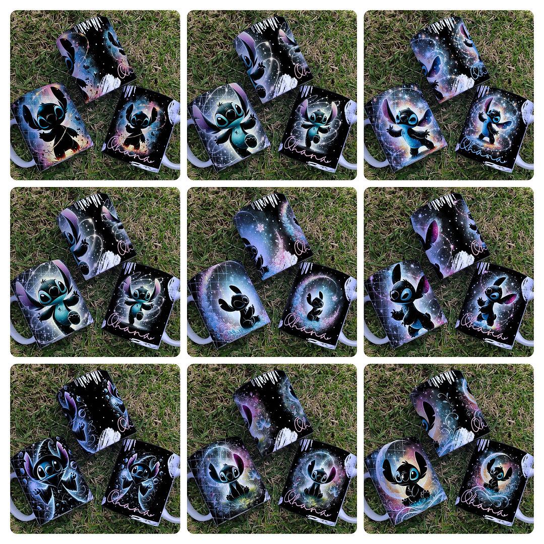 10 Artes para Caneca Stitch Black Arquivo Editável  1