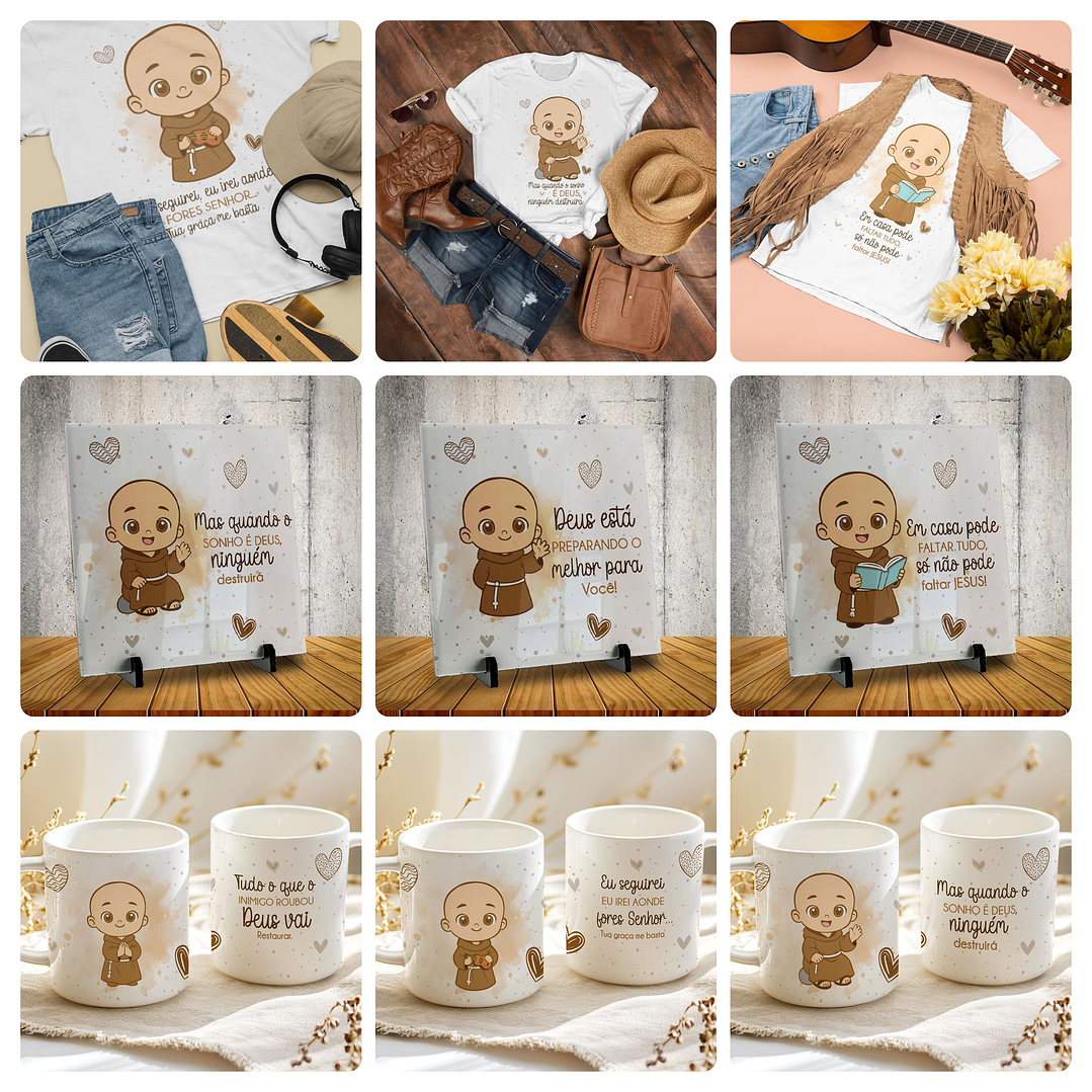 15 Artes para Camisa Caneca e Azulejo Frei Gilson Arquivo Editável  1