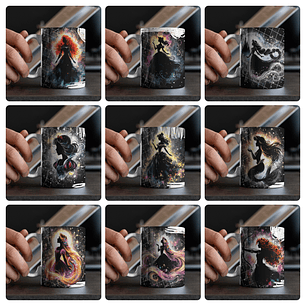 20 Artes para Caneca Princesas Black Arquivo em Jpg