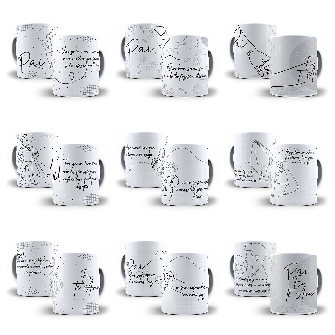 24 Artes para Caneca Dia dos Pais Minimalista Arquivo em Jpg 3