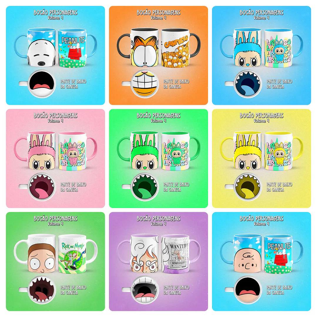 25 Artes para Caneca Bocão Personagens Arquivos em Png  1