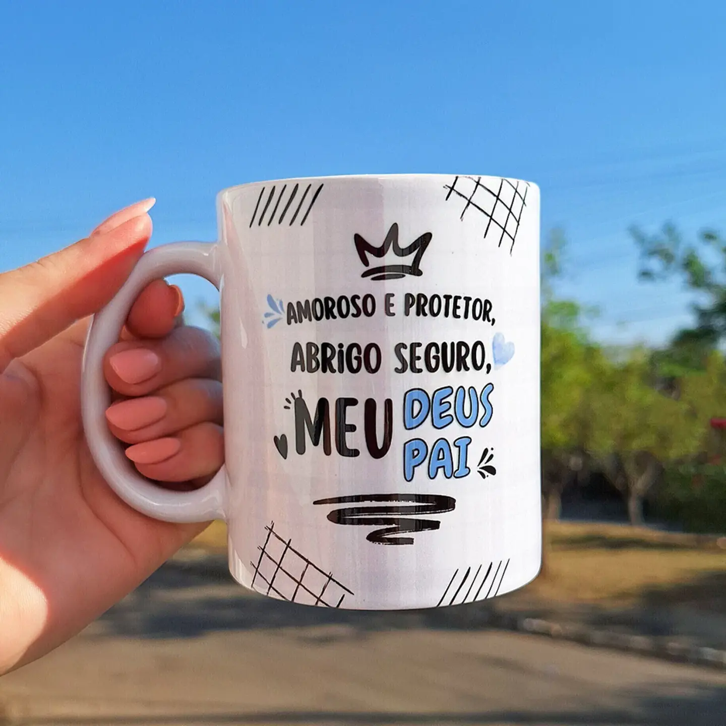 Arte para Caneca Dia dos Pais Amoroso e Protetor, Abrigo Seguro, Meu Deus, Meu Pai Arquivo em Png   1