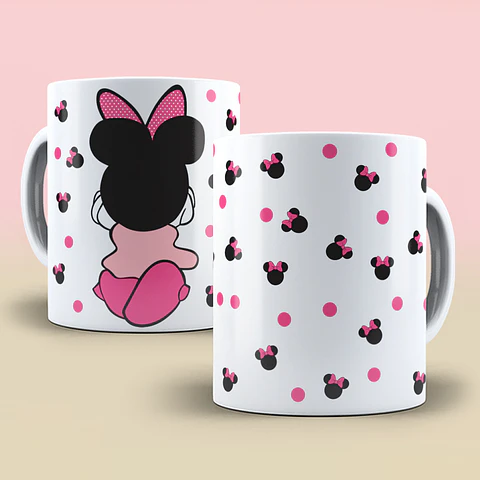 Arte para Caneca Minnie Rosa de Costas Arquivo em Png