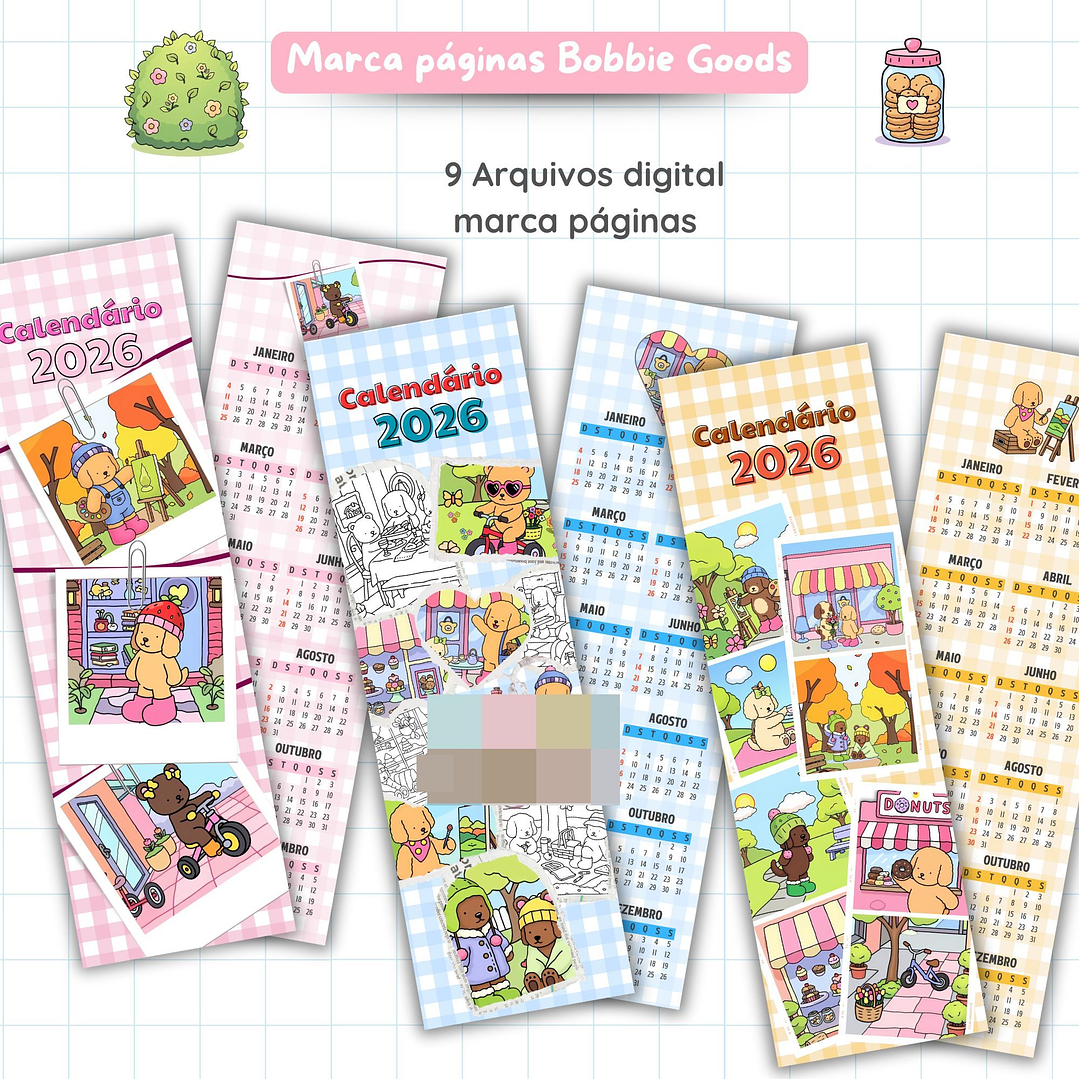 18 Artes para Marca paginas Calendário Bobbie Goods Arquivo em Png 1