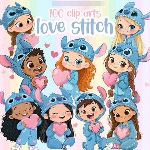 Kit Digital Love Stitch em Png 