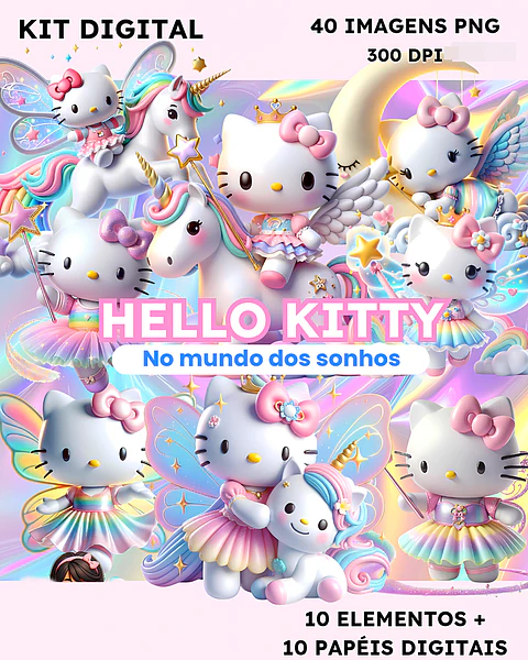 Kit Digital Hello Kitty No Mundo Dos Sonhos em Png