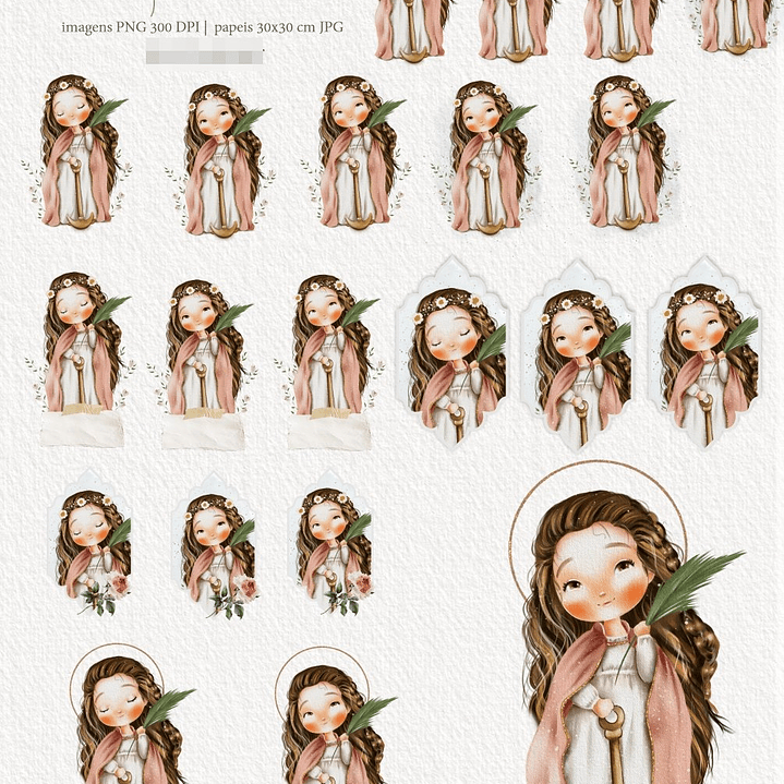 Kit Digital Santa Filomena Aquarela em Png  3