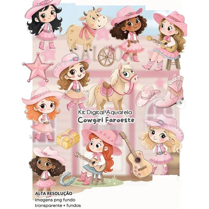 Kit Digital Cowgirl Faroeste em Png  1