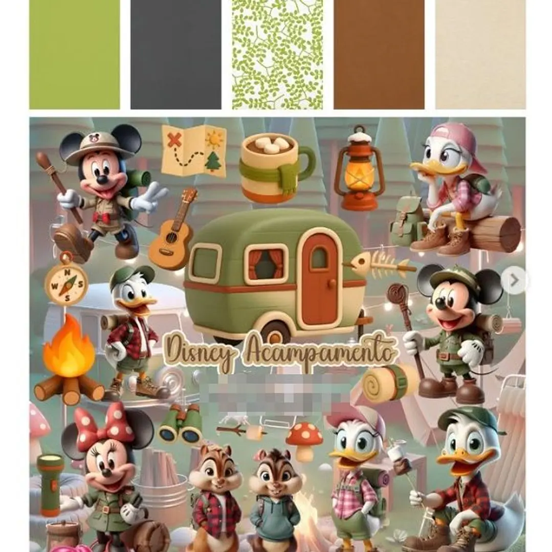 Kit Digital  Disney Acampamento 3D em Png 1