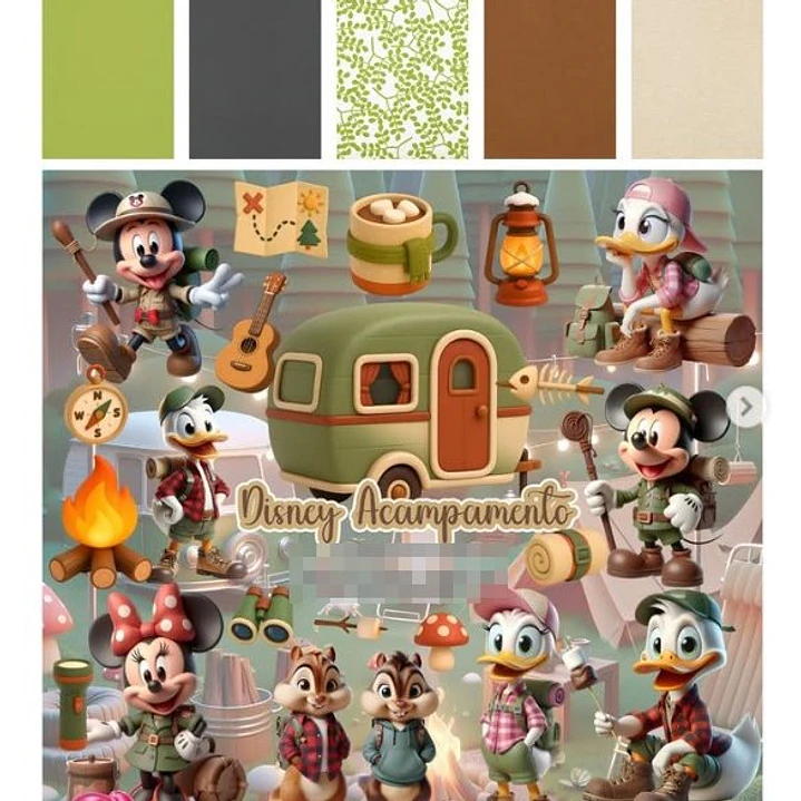 Kit Digital  Disney Acampamento 3D em Png 1