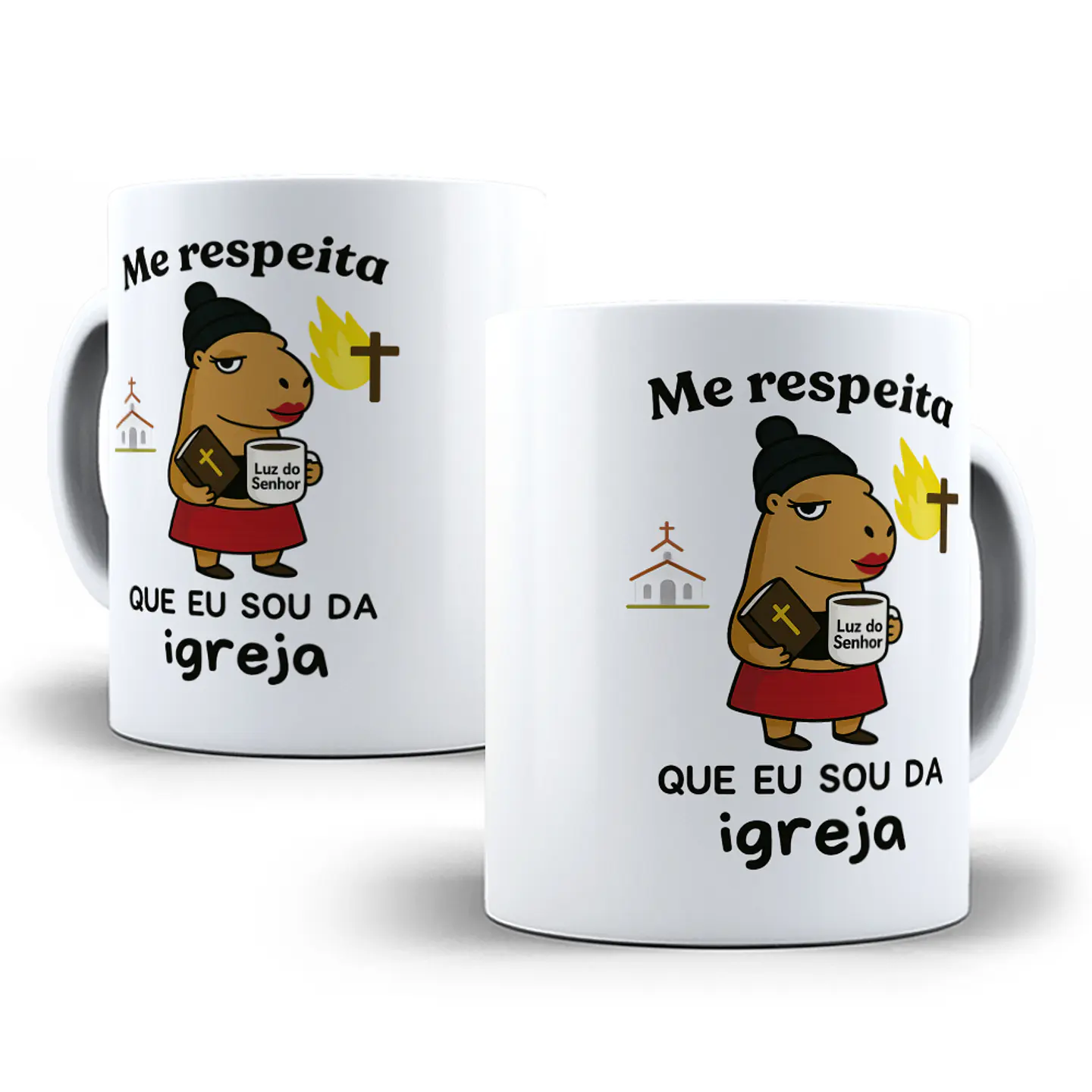 Arte para Caneca Me respeita que eu sou da Igreja Capivara Arquivo em Png  1