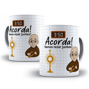 Arte para Caneca Acorda! vamos rezar juntos? Arquivo em Png 
