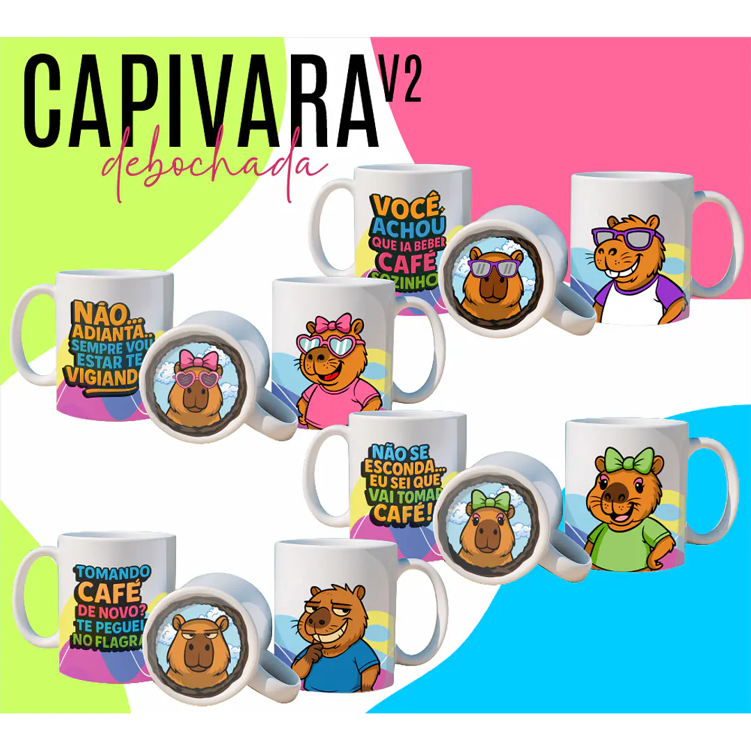4 Artes para Caneca Capivara Debochada Arquivo Editável  1