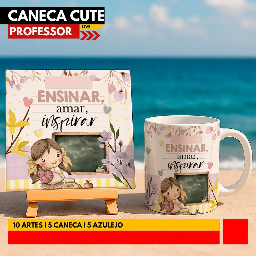10 Artes para Caneca e Azulejo Dia dos Professores cute Arquivo Editável 1