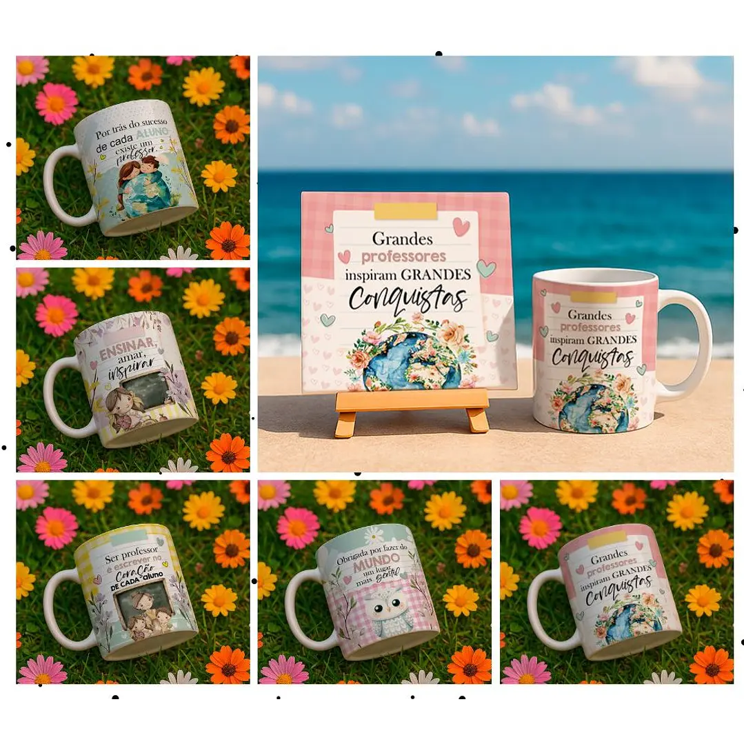 10 Artes para Caneca e Azulejo Dia dos Professores cute Arquivo Editável 2