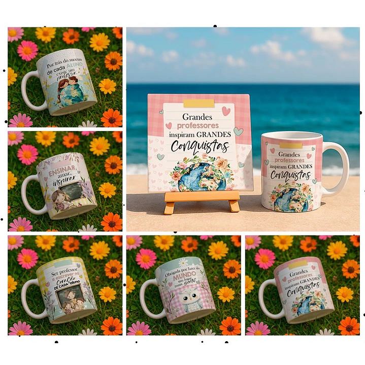10 Artes para Caneca e Azulejo Dia dos Professores cute Arquivo Editável 2