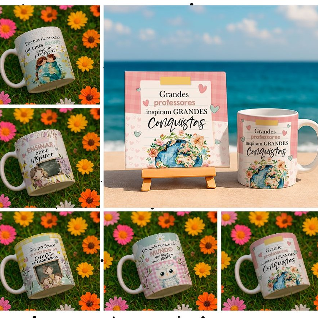 10 Artes para Caneca e Azulejo Dia dos Professores cute Arquivo Editável 2