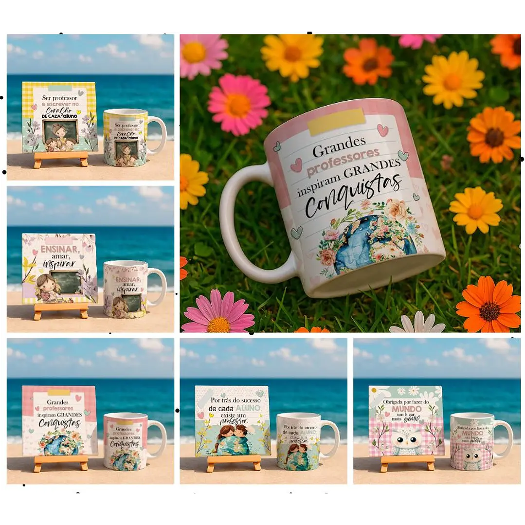 10 Artes para Caneca e Azulejo Dia dos Professores cute Arquivo Editável 3