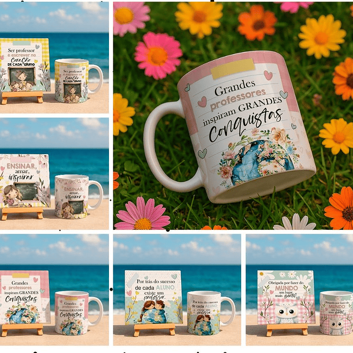 10 Artes para Caneca e Azulejo Dia dos Professores cute Arquivo Editável 3