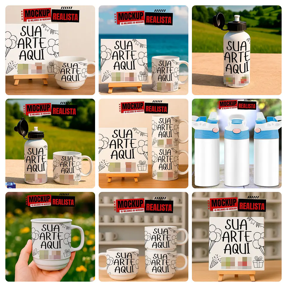 33 Mockups prontos para Caneca, xicara, azulejo e outros Arquivos em Photoshop  1