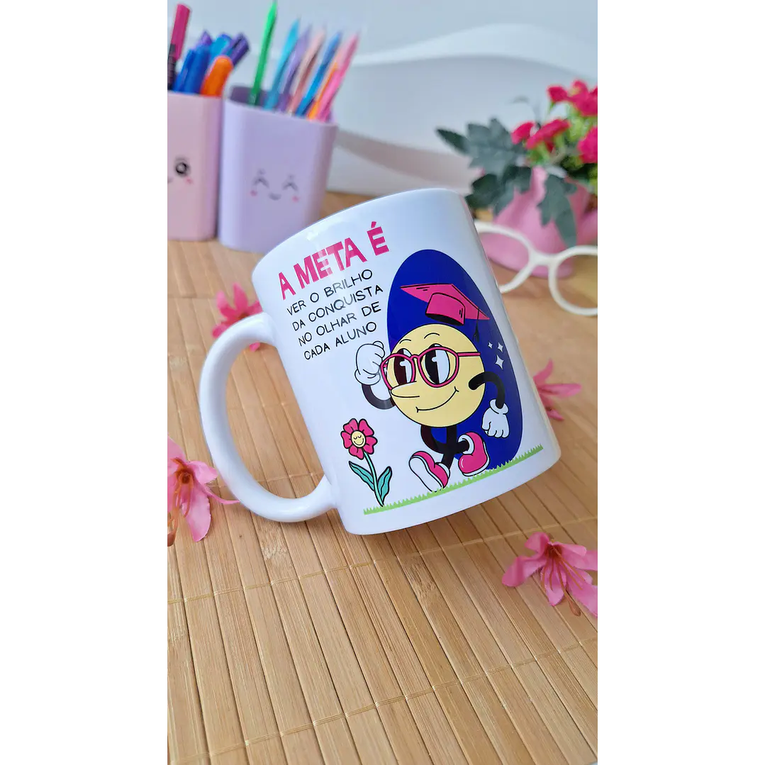 Arte Caneca A meta é ver o brilho da conquista no olhar de cada aluno Arquivo Png  1