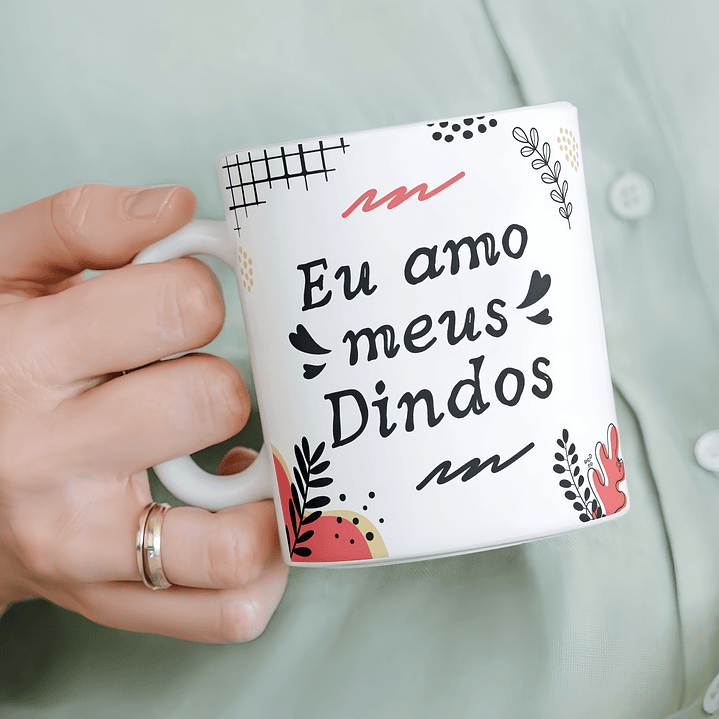 Arte Caneca Eu amo meu Dindos  Arquivo em Png   1