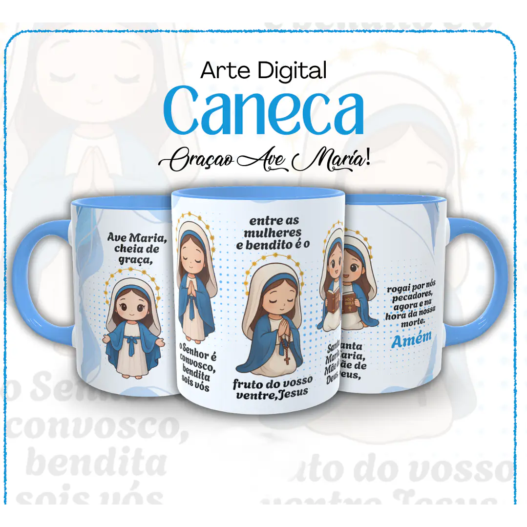 Arte Caneca Santinha Maria Oração Arquivo em Png  1