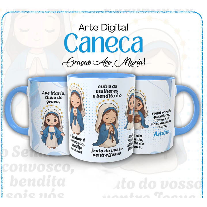 Arte Caneca Santinha Maria Oração Arquivo em Png  1