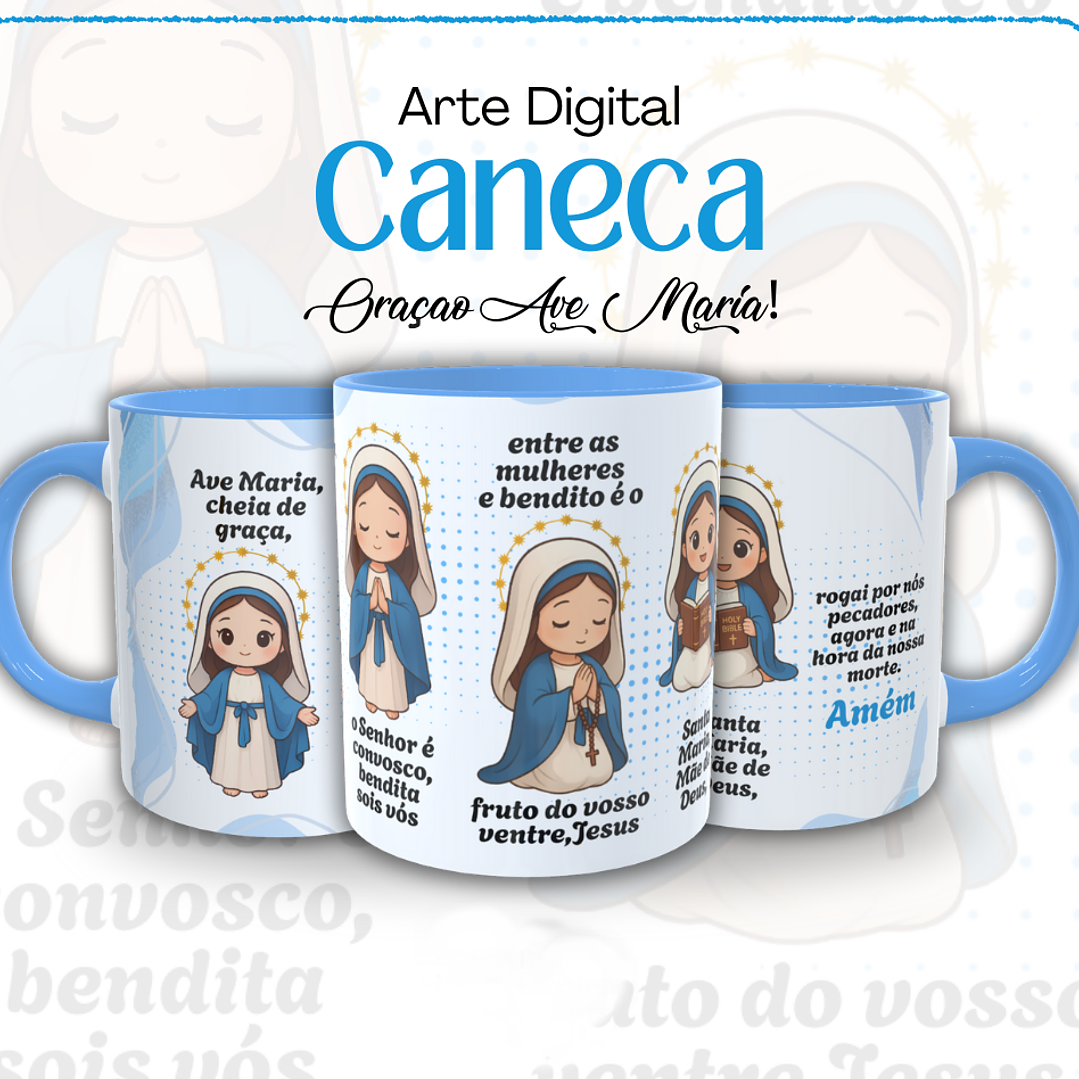 Arte Caneca Santinha Maria Oração Arquivo em Png  1