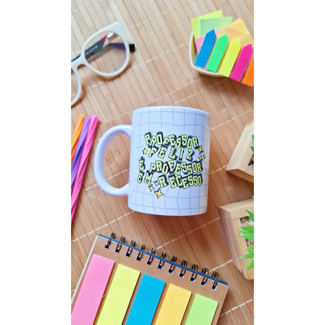 Arte Caneca Professora feliz é professora em recesso Arquivo em Png  2