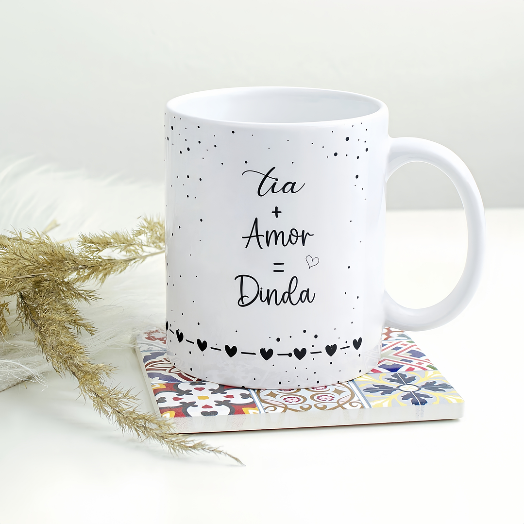 Arte Caneca Tia  + Amor = Dinda Arquivo em Png  2