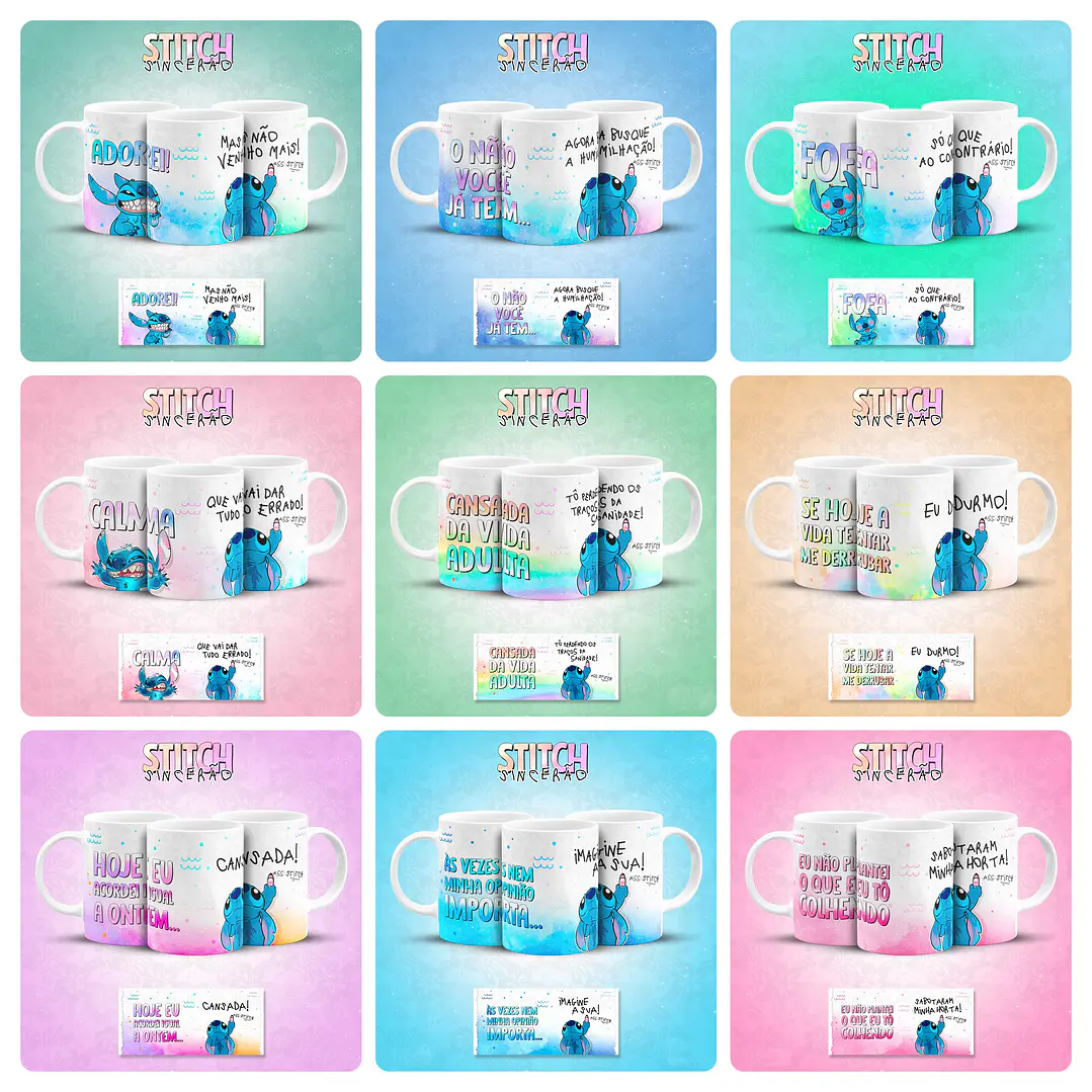 13 Artes para Caneca Stitch Sincerão Debochado Arquivo em Png  1