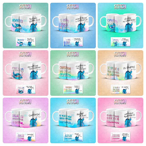 13 Artes para Caneca Stitch Sincerão Debochado Arquivo em Png 