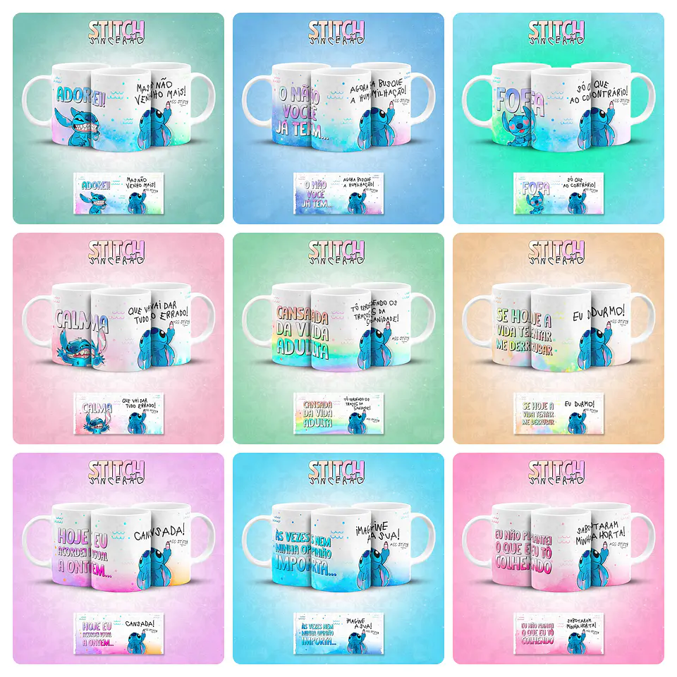 13 Artes para Caneca Stitch Sincerão Debochado Arquivo em Png  1