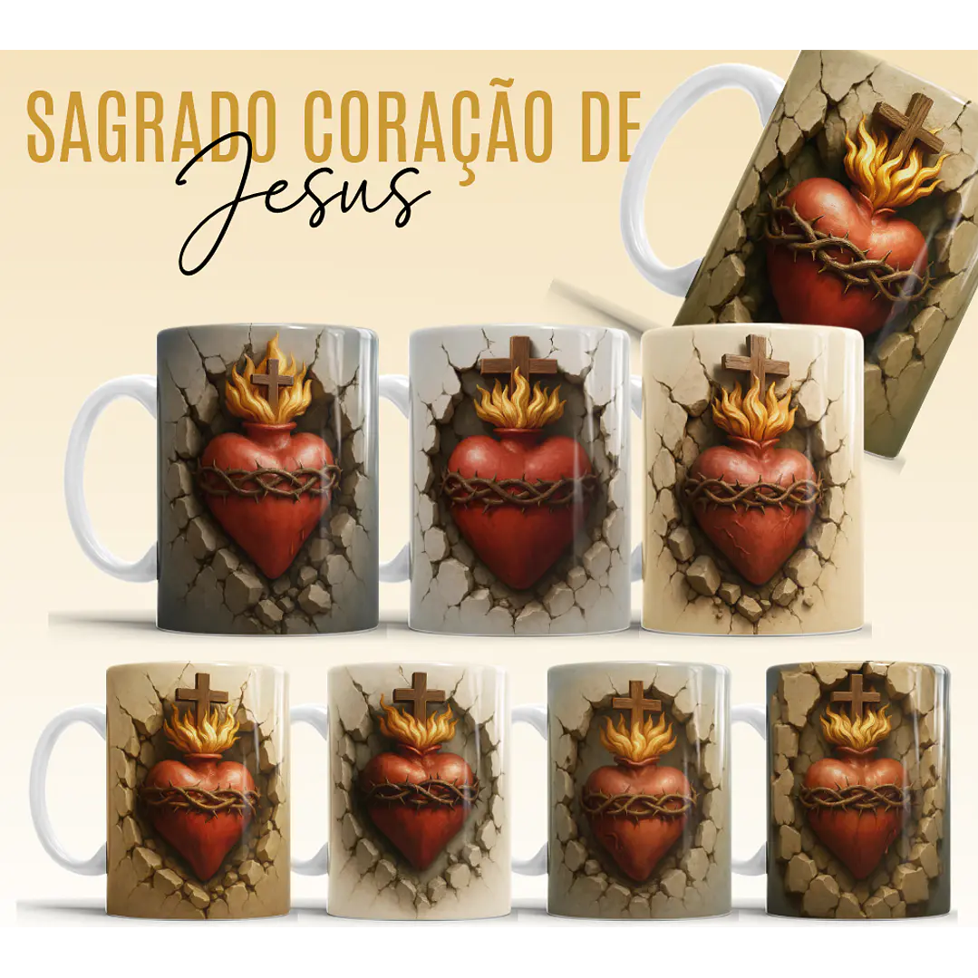 16 Artes para Caneca e Azulejo Sagrado Coração De Jesus em Jpg 1