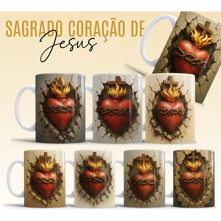 16 Artes para Caneca e Azulejo Sagrado Coração De Jesus em Jpg 1