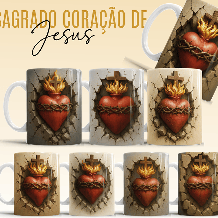 16 Artes para Caneca e Azulejo Sagrado Coração De Jesus em Jpg 1