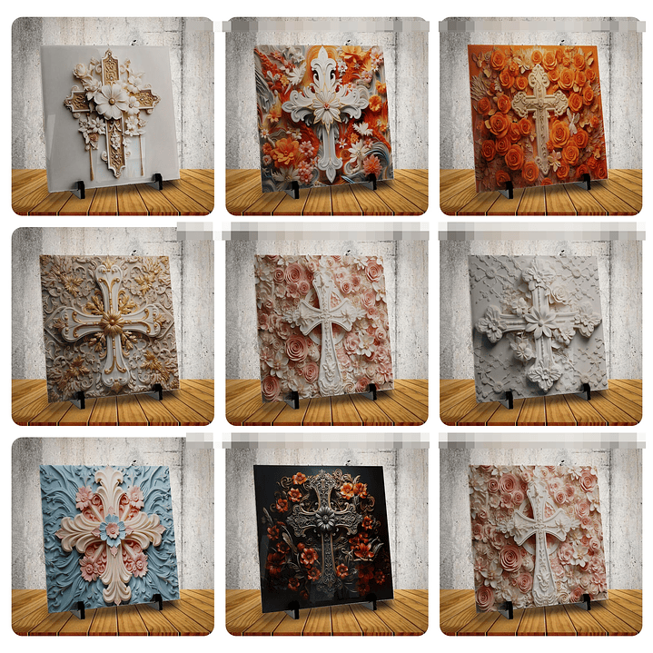 16 Artes para Caneca e Azulejo Cruz Cristo em 3d Arquivo em Jpg 2