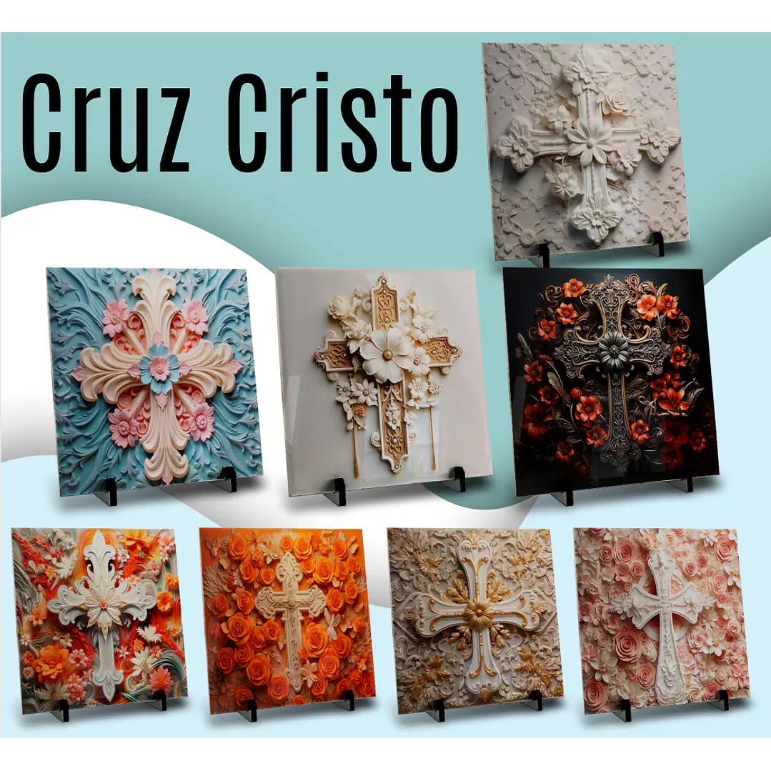 16 Artes para Caneca e Azulejo Cruz Cristo em 3d Arquivo em Jpg 3