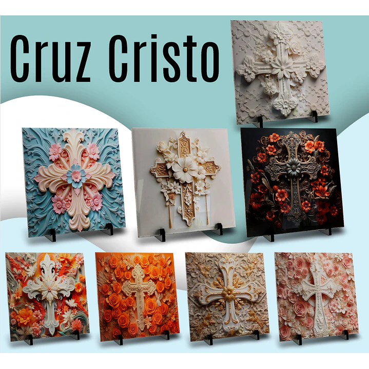 16 Artes para Caneca e Azulejo Cruz Cristo em 3d Arquivo em Jpg 3