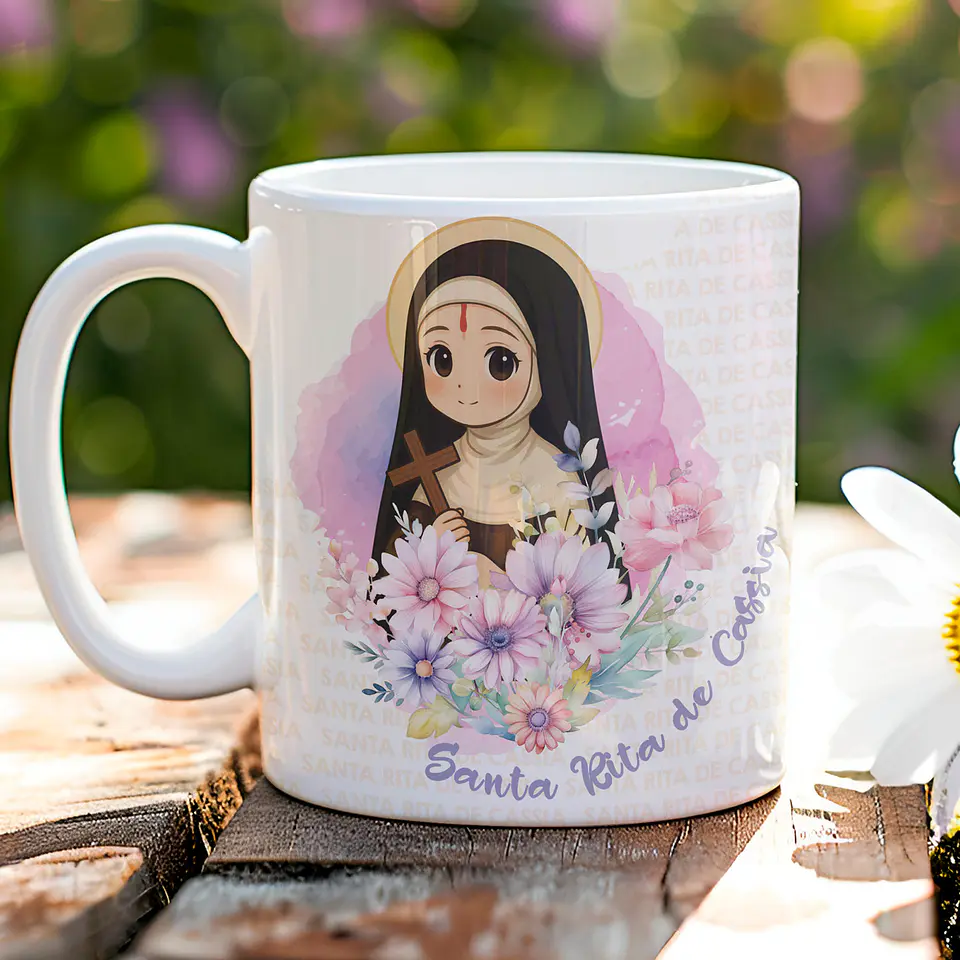 8 Artes para Caneca Santinhas Arquivo Editável  5