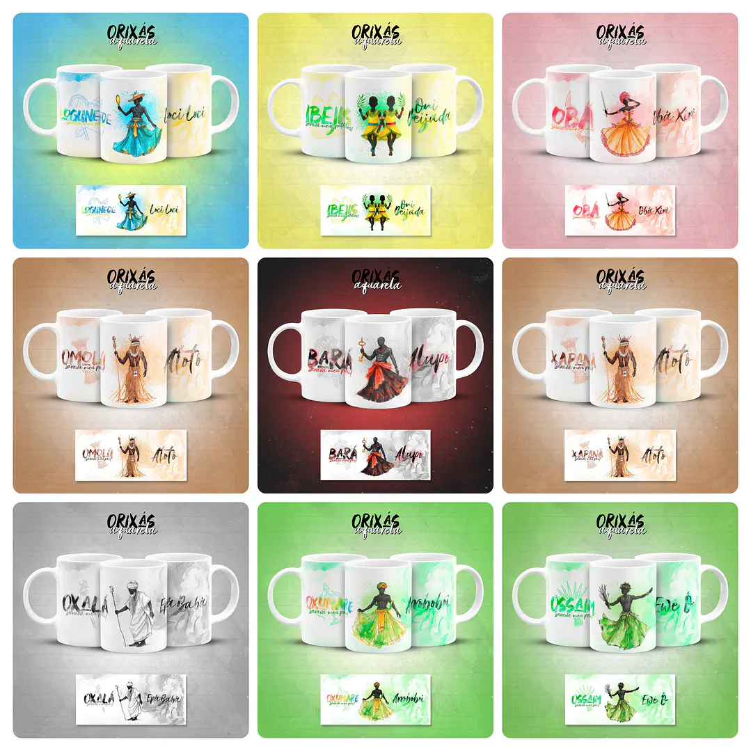 20 Artes para Caneca Orixás Aquarela Arquivo em Jpg 1
