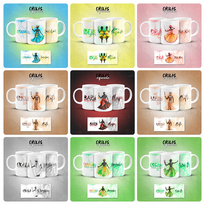 20 Artes para Caneca Orixás Aquarela Arquivo em Jpg 1