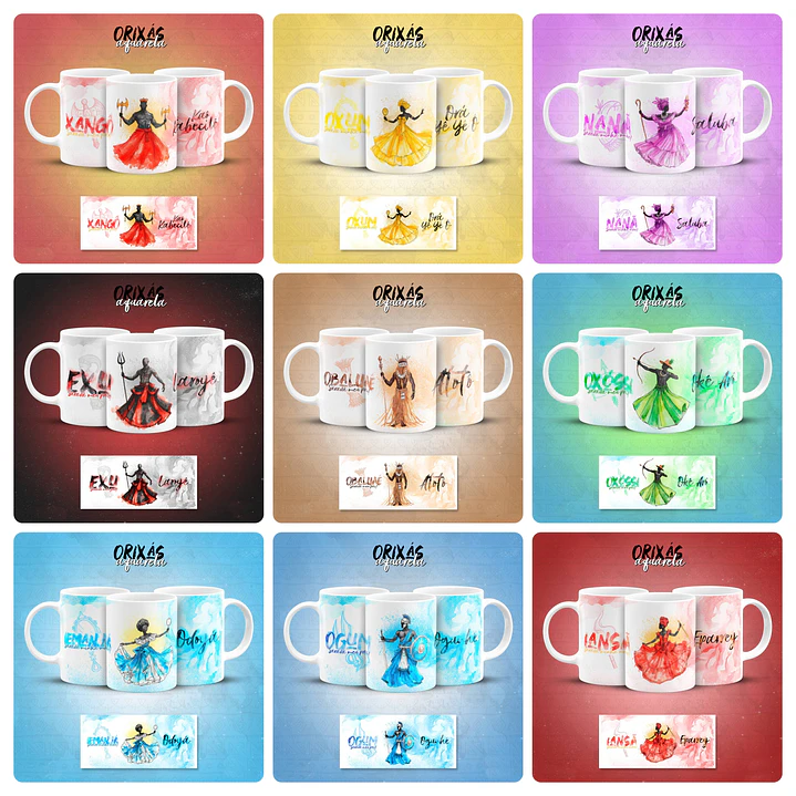 20 Artes para Caneca Orixás Aquarela Arquivo em Jpg 2